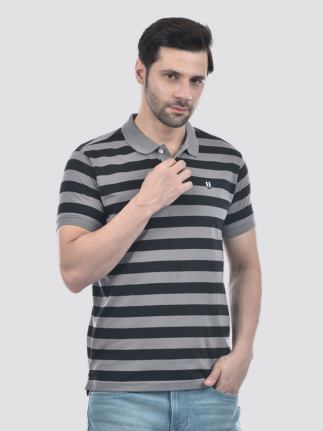 Numero Uno Men Sustainable Striped Polo T-Shirt